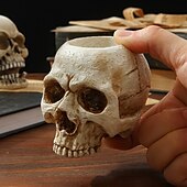 お買い得  ハロウィンの吊るし飾りとテーブルトップ装飾-ハロウィーンの頭蓋骨樹脂キャンドルホルダー - スケルトンキャンドルスティックハロウィーンデコレーション（キャンドルは含まれません）