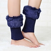 cheap Home Socks-Autumn and Winter Short Style Cuffed Plush Insulation Socks and Boots Cover for Women&#039;s Knitted Wool Leg Protectors