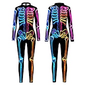 cheap Zentai Suits-Zentai Suits Catsuit Skin Suit Skeleton / Skull Adults' Cosplay Costumes Cosplay Scary Costume Women's Ghost Devil Carnival Masquerade