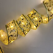 رخيصةأون يعمل بالبطاريات-4 متر 5 متر 10 متر زينة عيد الميلاد LED الشريط أضواء الجنية شجرة الكريسماس الحلي للمنزل لتقوم بها بنفسك الأقواس ضوء سلسلة نافيداد السنة الجديدة