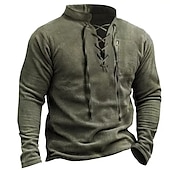 tanie Podstawowe bluzy-Męskie Bluza dresowa Zjechać na pobocze Taktyczna Zieleń wojskowa Granatowy Brązowy Szary Stójka Sport Wiązanie Wyjściowe Streetwear Zabytkowe Moda miejska Codzienny Jesień Zima Odzież Bluzy z