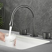 economico Multiforo-rubinetto lavabo bagno - girevole / classico rubinetti vasca da bagno a due manici e tre fori diffusi elettroplaccati