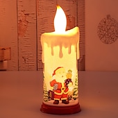 economico Luci regalo di Natale-Candela di Natale Senza Fiamma LED Candele a Colonna Lampade per Natale con Decalcomania di Babbo Natale per Decorazioni di Natale a Casa.