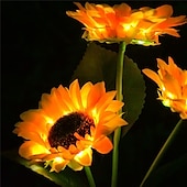 cheap Landscape Lights-Solar Sunflower Lights, IP65 Waterproof LED with 3 Sunflowers Solar Outdoor Garden Lights for Outdoor Patio &amp; Lawn Decoration 1/2pcs