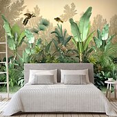 abordables Papiers peints-Fonds d&#039;écran cool forêt beau papier peint mural autocollant mural couvrant impression peler et coller amovible auto-adhésif scénique forêt tropicale humide plantain pvc / vinyle décor à la maison
