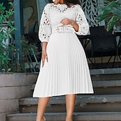 economico Vestito Semplice-Per donna Abito al ginocchio Vestito da festa Vestito tubino Abito da chiesa Di tendenza Moderno Maturo Esterno Vestito invernale Da mare Standard Colore puro Manica lunga Girocollo Nero Bianco Rosa