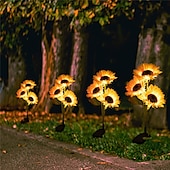 cheap Landscape Lights-Solar Sunflower Lights, IP65 Waterproof LED with 3 Sunflowers Solar Outdoor Garden Lights for Outdoor Patio &amp; Lawn Decoration 1/2pcs