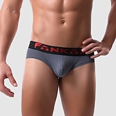 cheap Men&#039;s Boxers Underwear-Men&#039;s 1pack Underwear Basic Panties Boxers Underwear Briefs Print Polyester Antibacterial Leak Proof Letter Mid Waist Black White