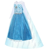 billiga Klänningar med sagotema-barn flickor elsa frozen kostym klänning paljett blommig performance party blå maxi långärmad prinsessa söta klänningar höst vinter normal passform 3-10 år