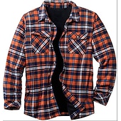 economico camicie di flanella-Per uomo Plaid Camicia di flanella Sopracamicia Manica Lunga Camicia Collo ripiegato Streetwear Quotidiano Stampa Giallo Chiaro Vinaccia Rosso+Grigio+Nero Nero + grigio scuro + blu navy Blu Bottonato
