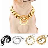 cheap Dog Collars, Harnesses &amp; Leashes-15mm Ebay Titanium Steel Stainless Steel Golden Pitbull Pet Large Dog Chain Pet Chain Collar