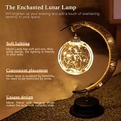baratos Luzes de Natal-Lâmpada lunar encantada lâmpada de lua led para crianças luz noturna lâmpada de galáxia pendurada lâmpada de lua lua mágica presente de lembrança de luz noturna para decoração de casa (lâmpada de lua)