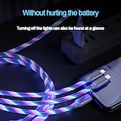 cheap Cell Phone Cables-3 in 1 Luminous Multi Charging Cable for iPhone 14 13 12 Pro Max USB A to Lightning / micro / USB C Fast Charging Flowing Light Durable Date Cable For Samsung Xiaomi Huawei Phone Accessory