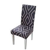 abordables Couverture de chaise de salle à manger-Housse de chaise de salle à manger géométrique 1 pièce, housse de siège extensible, housse de protection de chaise pour salle à manger, mariage, décoration de Noël