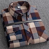 economico camicie di flanella-Per uomo Tartan Camicia Camicia elegante Camicia di flanella Sopracamicia Manica Lunga Camicia Colletto Collo ripiegato Lavoro Casuale A B C D E Bottonato Abbigliamento Affari Semplice