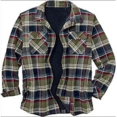 economico camicie di flanella-Per uomo Plaid Camicia di flanella Sopracamicia Manica Lunga Camicia Collo ripiegato Streetwear Quotidiano Stampa Giallo Chiaro Vinaccia Rosso+Grigio+Nero Nero + grigio scuro + blu navy Blu Bottonato