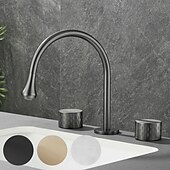 economico Multiforo-rubinetto lavabo bagno - girevole / classico rubinetti vasca da bagno a due manici e tre fori diffusi elettroplaccati