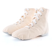 abordables Zapatos de jazz-Zapatos de baile de suela blanda para mujeres y niños, botines de lona con cordones, ligeros y flexibles para jazz, ballet y espectáculos.