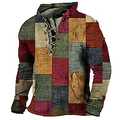 Men's Unisex Plaid Tartan Graphic Prints Sweatshirt Long Sleeve Sweatshirt Hooded Designer Casual Big and Tall 3D Print Sports & Outdoor Daily Sports Lace up Print Spring &  Fall4