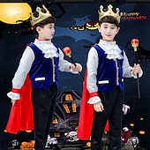 cheap Boys&#039; Costumes-Prince Charming Coat Pants Outfits Boys Movie Cosplay Classic &amp; Timeless Elegant &amp; Luxurious Blue White Coat Pants Belt Halloween Carnival Masquerade / Tiaras / Tiaras World Book Day Costumes