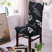 abordables Couverture de chaise de salle à manger-Housse de chaise de salle à manger géométrique 1 pièce, housse de siège extensible, housse de protection de chaise pour salle à manger, mariage, décoration de Noël