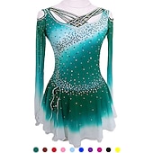 voordelige Schaatsjurken-Kunstschaatsjurk Dames Voor meisjes Schaatsen Jurken Outfits Zwart Geel Roze Open achterkant Spandex Hoge Elasticiteit Opleiding Wedstrijd Kunstschaatskleding Kristal / Bergkristal Lange mouw
