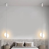 cheap Island Lights-20 cm LED Pendant Light Nordic Black Hanging Light with White Lampshade Dining Room Office Bedroom Simple Geometric Metal Black LED Modern 220-240V