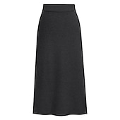 abordables Jupes unies-Femme Jupe Crochet Jupes de travail Mode basique Décontractées Midi Jupes Couleur Pleine Fendu Tricot Bureau / Carrière Plein Air caramel Noir Vin Kaki Automne Laineux
