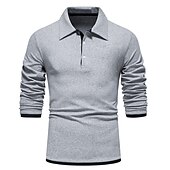 cheap Men&#039;s Classic Polo-Men&#039;s Polo Shirt Golf Shirt Casual Daily Classic Collar Button Down Collar Long Sleeve Casual Color Block Button Front Spring &amp; Summer Regular Fit Black White Navy Blue Light Grey Polo Shirt