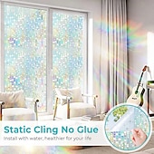 billige vindusfilmer-farget glass vindu film pvc frostet statisk klamre regnbue privatliv glass film vindu personvern klistremerke, vindu personvern film farget glass regnbue klamrer vindu toning film for hjemme bad
