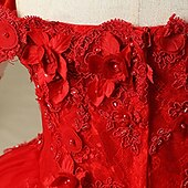 economico Abiti da damigella-Abito da damigella d&#039;onore bambina Da ragazza Vestito Abito da principessa Vestito da festa Matrimonio Feste Pegeant Elegante Da principessa Dolce Retato Fiore decorativo Manica corta Senza spalline