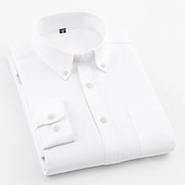 cheap Men&#039;s Oxford Shirts-Men&#039;s Dress Shirt Button Down Shirt Collared Shirt Oxford Shirt Graphic Prints Wedding Party Black White Red Navy Blue Long Sleeve Square Neck All Seasons Clothing Apparel Pocket