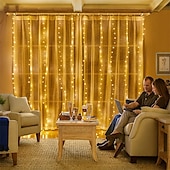 cheap USB String Lights-LED  Curtain String Lights 3x3M-300 LED 8 Modes USB with Remote 9 Colors for Home Room Bedroom Wedding Party Christmas Window Wall DecorationsRoom Decor