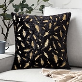billiga Kuddtrender-dekorativa slängkuddar mjuk plysch kuddfodral guld fjäder modern fyrkantig söm traditionell klassiker för sovrum vardagsrum soffa soffstol överlägsen kvalitet
