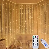 cheap USB String Lights-LED  Curtain String Lights 3x3M-300 LED 8 Modes USB with Remote 9 Colors for Home Room Bedroom Wedding Party Christmas Window Wall DecorationsRoom Decor