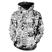economico Felpe con cappuccio-Halloween Scheletro Teschio Fantasma Morte Felpa con cappuccio Cartone animato Manga Manga 3D Tasca frontale Grafica Per Da coppia Per uomo Per donna Per adulto Halloween Carnevale Mascherata Stampa