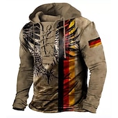 cheap Vintage Ethnic Hoodies-Men&#039;s Ethnic Hoodie Hoodies Sweatshirt Pullover Hoodie Sweatshirt Long Sleeve Hooded Sweatshirt Hooded Designer 3D Print Sports &amp; Outdoor Daily Sports Yellow Red Lace up Print Spring &amp;  Fall Designer