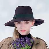billige Festhatter-Hatter Ull Fedora Solhatt Avslappet Ferie Retro Rød Klassisk Britisk Med Ren Farge Tvinning Hodeplagg Hodeplagg