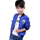 cheap Boy&#039;s Baseball Jackets-Kid Boy Spring Jackets Coat Army Green Bomber Jacket Windbreaker Autumn Jacket Patchwork Kids Children Jacket