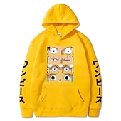 economico Grafica di personaggi di cartoni animati e film-One Piece Monkey D.Rufy Felpa con cappuccio Cartone animato Manga Manga Tasca frontale Grafica Per Da coppia Per uomo Per donna Per adulto Stampa a caldo
