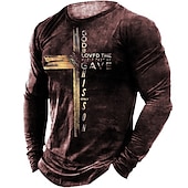 ieftine Tricouri vintage-Bărbați Crucea Templieră Imprimeu Grafic Σταυρός Tricou Tricouri grafice tricou învechit Manșon Lung Tricou Tipărire 3D Stil Nautic Cămașă Epocă Designer Ușor În aer liber Zilnic Concediu Negru