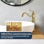 economico Classici-Rubinetto per lavabo da bagno monocomando in ottone antico. Miscelatore per lavabo da bagno a lunga portata in ottone spazzolato
