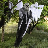 abordables Decoración exterior-decoración de halloween colgando fantasma transfronterizo especial para esqueletos, gasas, caras de fantasmas, accesorios de miedo en la puerta de la casa embrujada, colgante fantasma