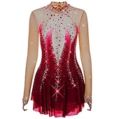 abordables Vestidos de Patinaje Artístico-Vestido de patinaje artístico Mujer Chica Patinaje Sobre Hielo Vestidos Borgoña Azul Real Púrpula Claro Dedo Pulgar Espalda Abierta Licra Alta elasticidad Entrenamiento Competición Ropa de Patinaje