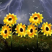 cheap Landscape Lights-Solar Sunflower Lights, IP65 Waterproof LED with 3 Sunflowers Solar Outdoor Garden Lights for Outdoor Patio &amp; Lawn Decoration 1/2pcs