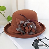 economico Cappelli per feste-cappelli piuma artificiale misto poliestere / cotone bombetta / cappello a cloche cappello a secchiello cappello fedora kentucky derby cocktail royal astcot matrimonio autunnale elegante con