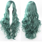 economico Parrucche da festa-parrucca cos parrucca 80 cm capelli ricci lunghi capelli ricci multicolori in seta ad alta temperatura parrucche anime di halloween