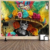 billige Trippy billedvev-el día de los muertos fest veggteppe kunst dekor teppe gardin hengende hjem soverom stue dekorasjon polyester day of dead