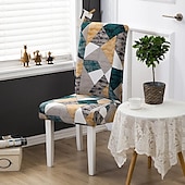 abordables Couverture de chaise de salle à manger-Housse de chaise de salle à manger géométrique 1 pièce, housse de siège extensible, housse de protection de chaise pour salle à manger, mariage, décoration de Noël