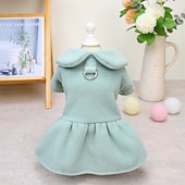 preiswerte Hundebekleidung &amp; Zubehör-Hunde Katzen Kleider Einfarbig nette Art Süß Alltagskleidung Casual Winter Hundekleidung Welpenkleidung Hunde-Outfits Weich Grün Purpur Rosa Kostüm für Mädchen und Jungen Hund Baumwolle S M L XL 2XL